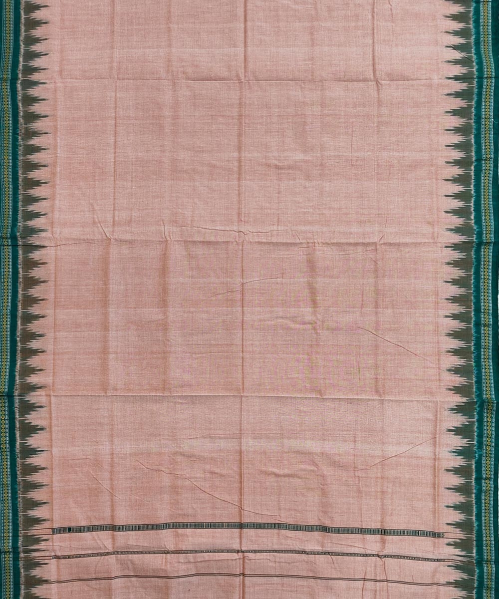 Beige Green Sambalpuri Handwoven Ikat Cotton Joda Image 3