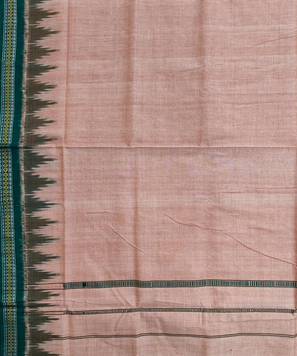 Beige Green Sambalpuri Handwoven Ikat Cotton Joda Image 4