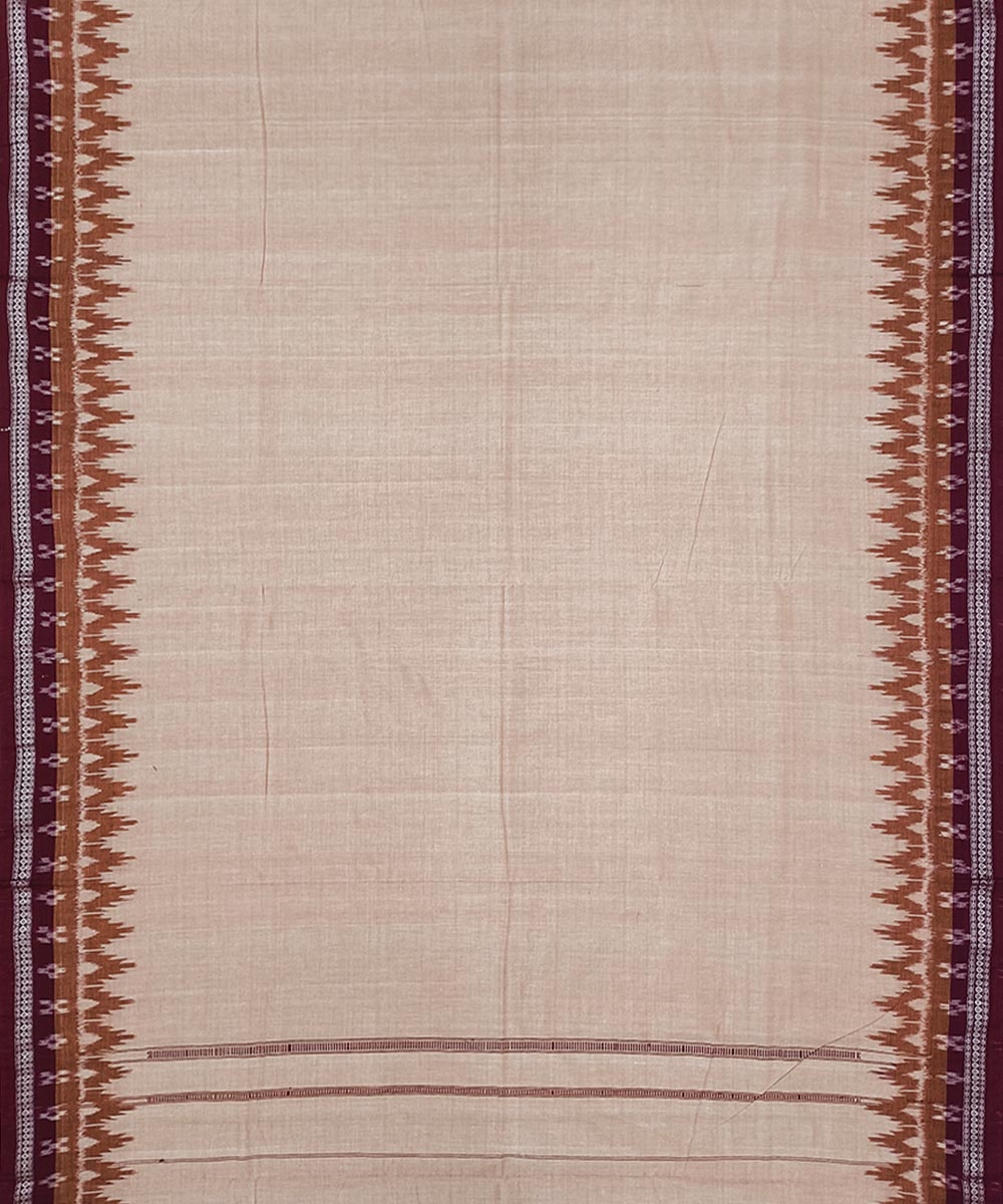 Beige Maroon Sambalpuri Handwoven Ikat Cotton Joda Image 3