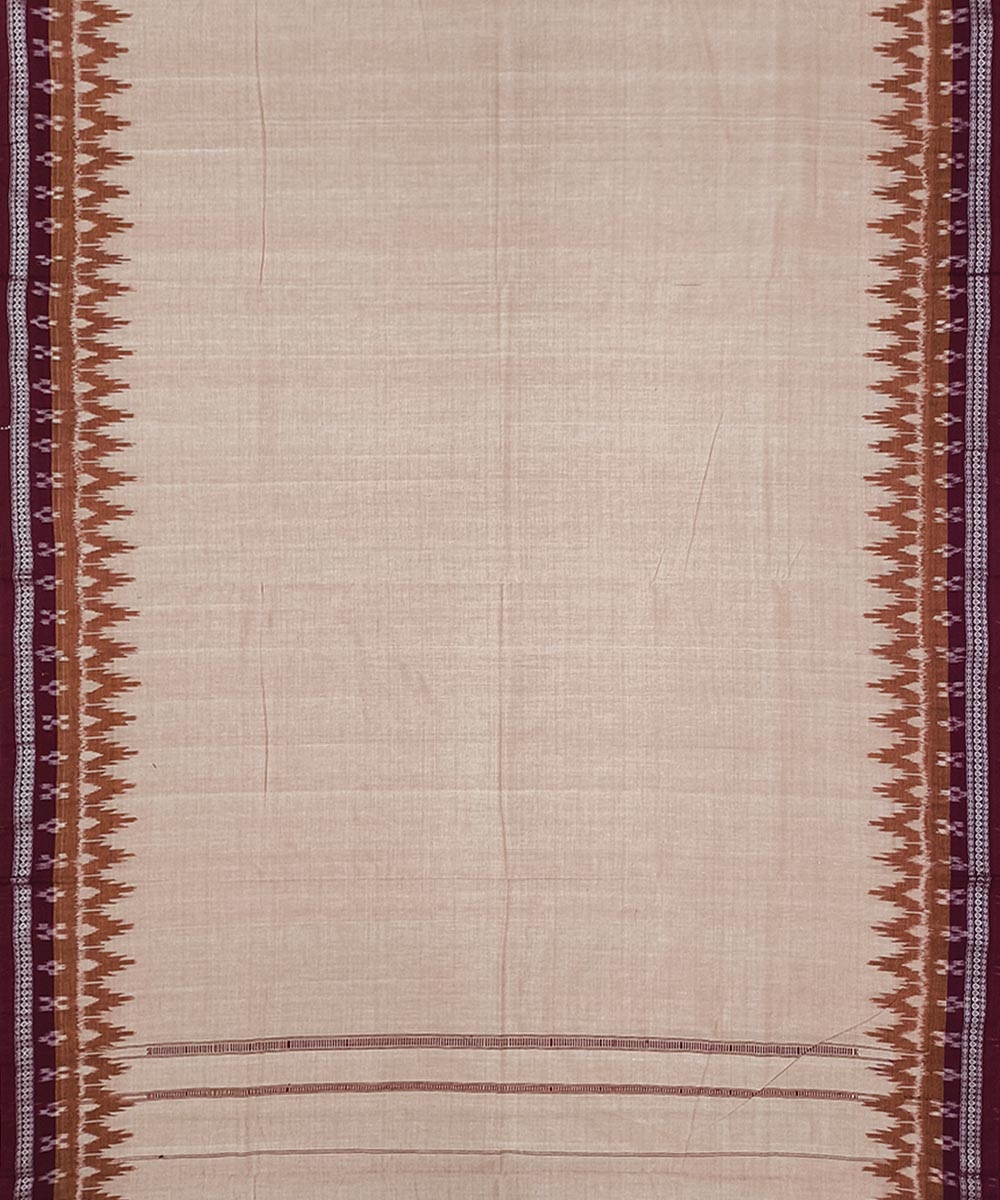 Beige Maroon Sambalpuri Handwoven Ikat Cotton Joda Image 3