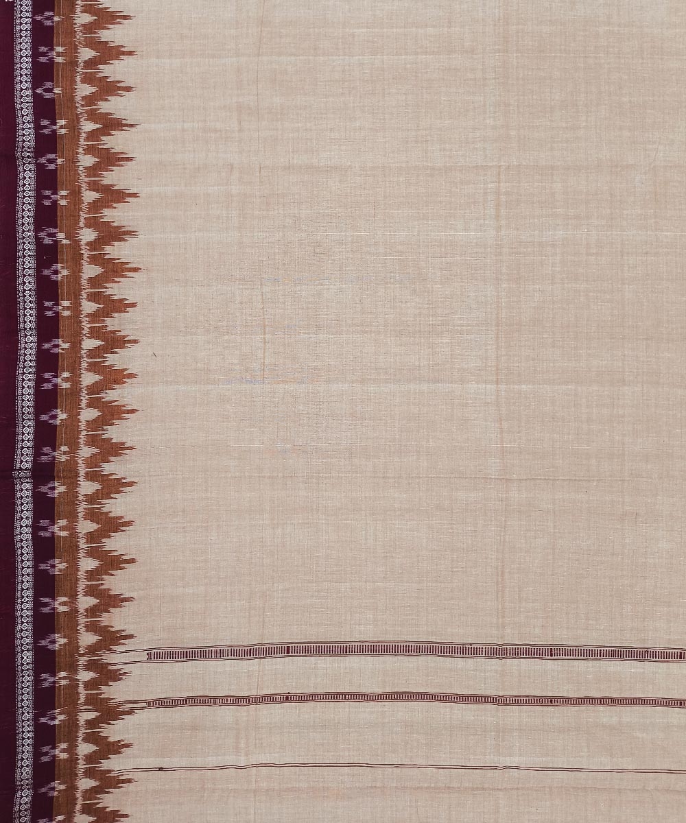 Beige Maroon Sambalpuri Handwoven Ikat Cotton Joda Image 4