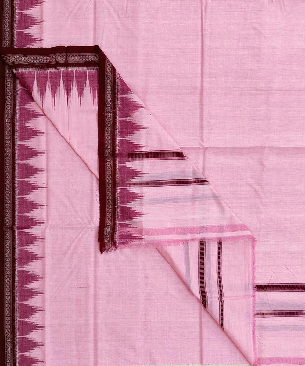 Pink Maroon Sambalpuri Handwoven Ikat Cotton Joda SFSJOD1603