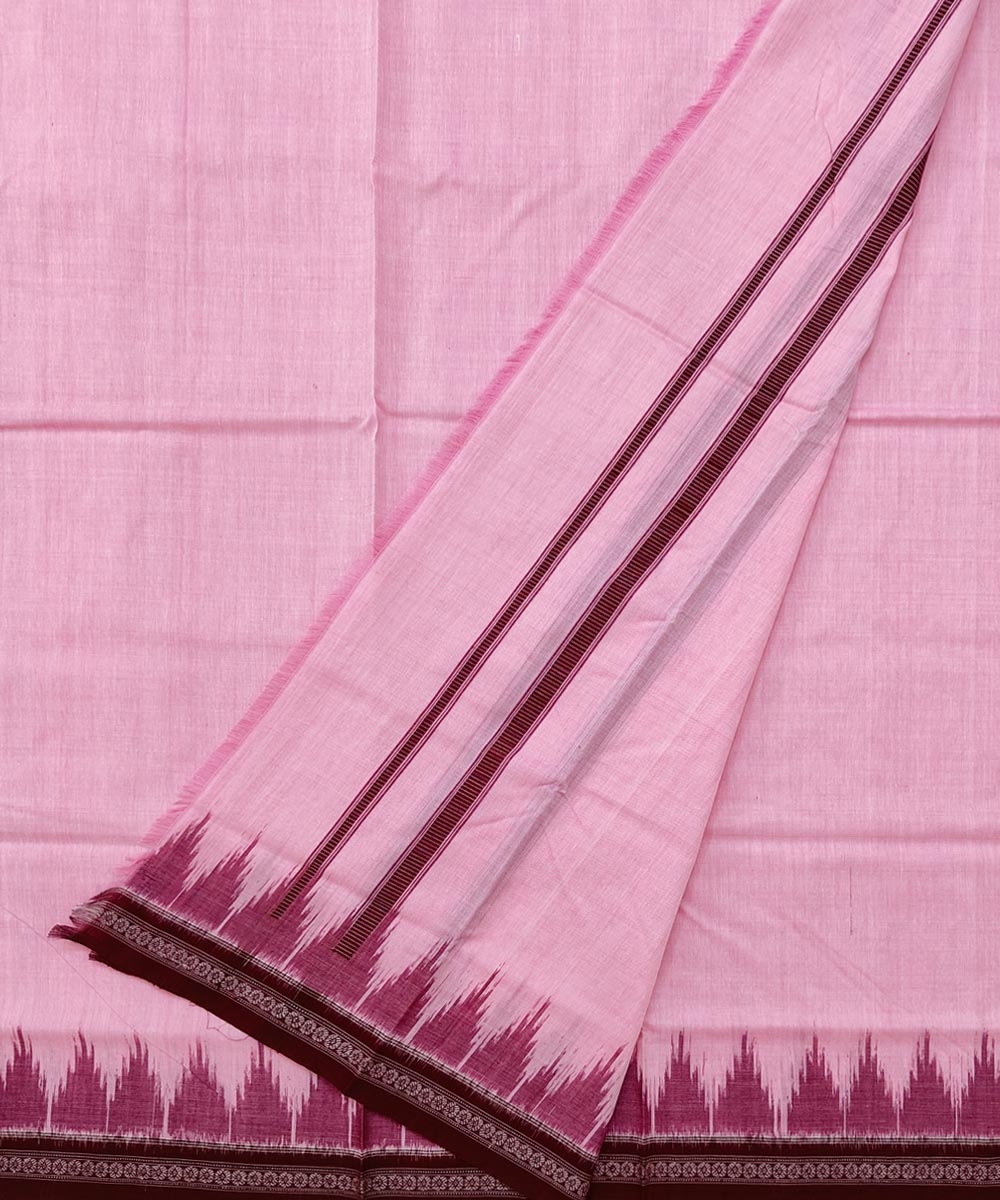 Pink Maroon Sambalpuri Handwoven Ikat Cotton Joda Image 2