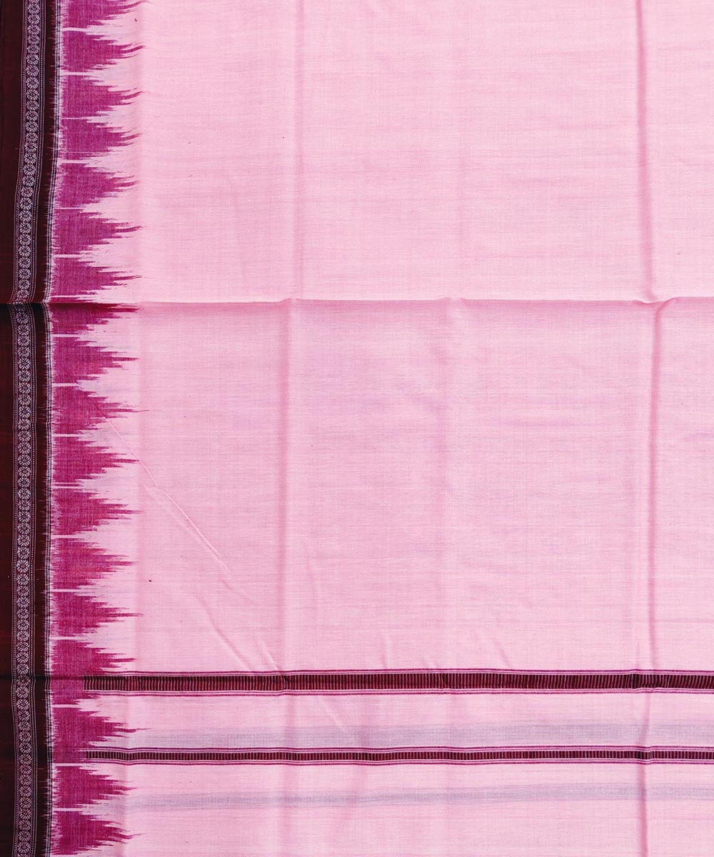 Pink Maroon Sambalpuri Handwoven Ikat Cotton Joda Image 4