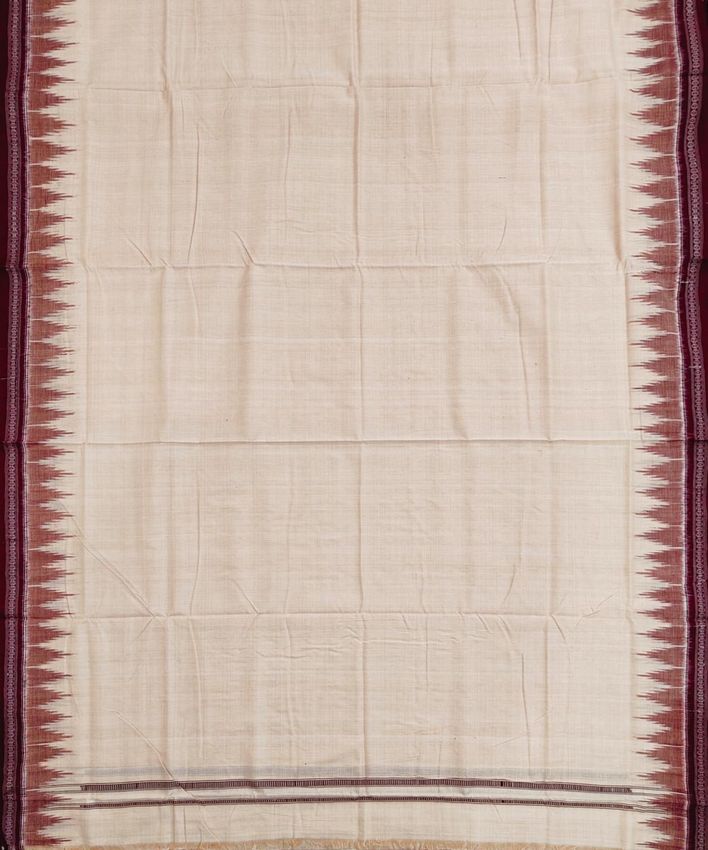 Beige Maroon Sambalpuri Handwoven Ikat Cotton Joda Image 3