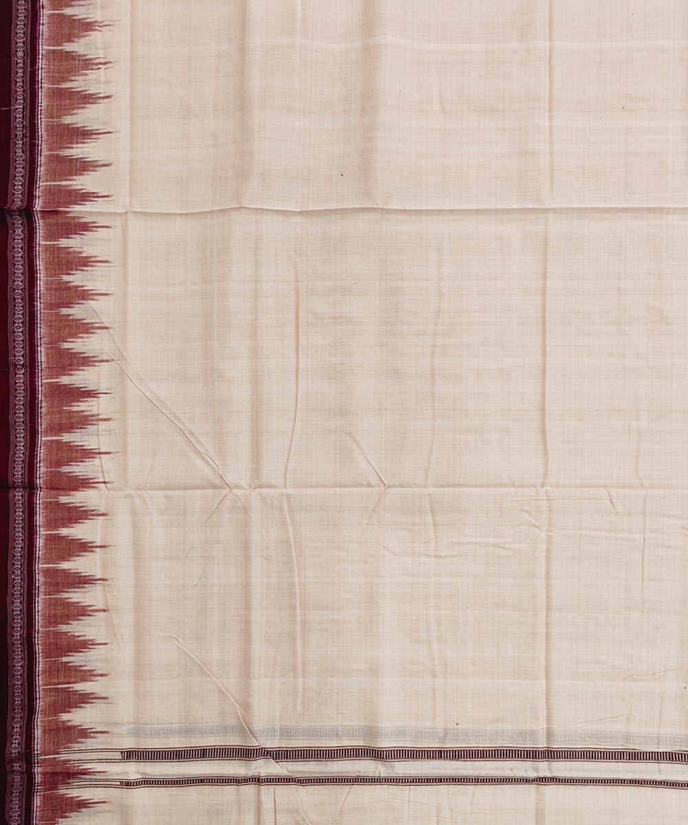 Beige Maroon Sambalpuri Handwoven Ikat Cotton Joda Image 4