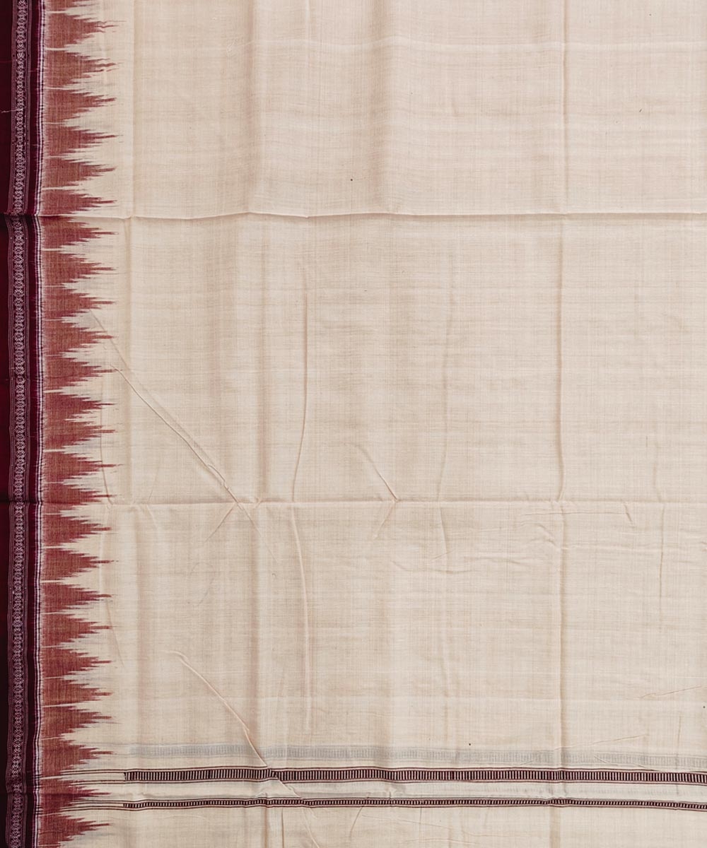 Beige Maroon Sambalpuri Handwoven Ikat Cotton Joda Image 4