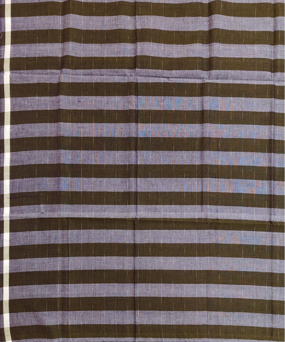 Olive Green Sambalpuri Handwoven Cotton Lugi Image 4