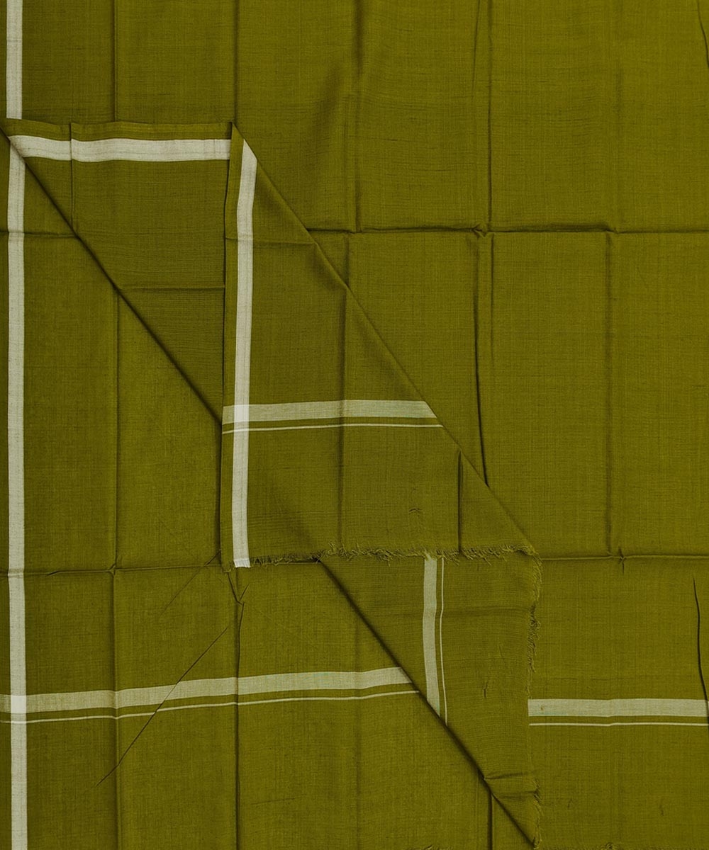 Olive Green Sambalpuri Handwoven Cotton Lugi SFCLUN1614