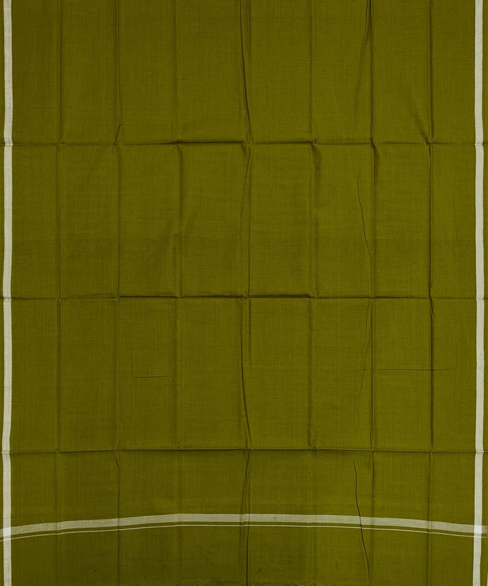 Olive Green Sambalpuri Handwoven Cotton Lugi Image 3