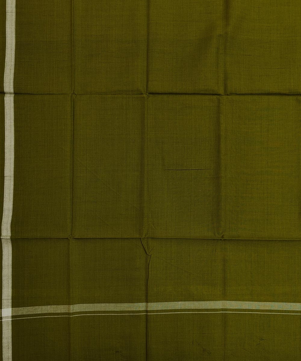 Olive Green Sambalpuri Handwoven Cotton Lugi Image 4