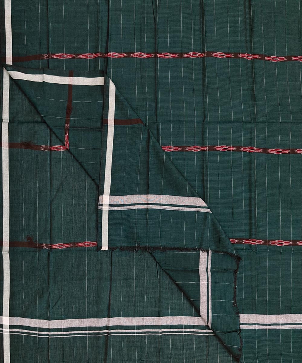 Dark Green Sambalpuri Handwoven Cotton Lugi Image 1