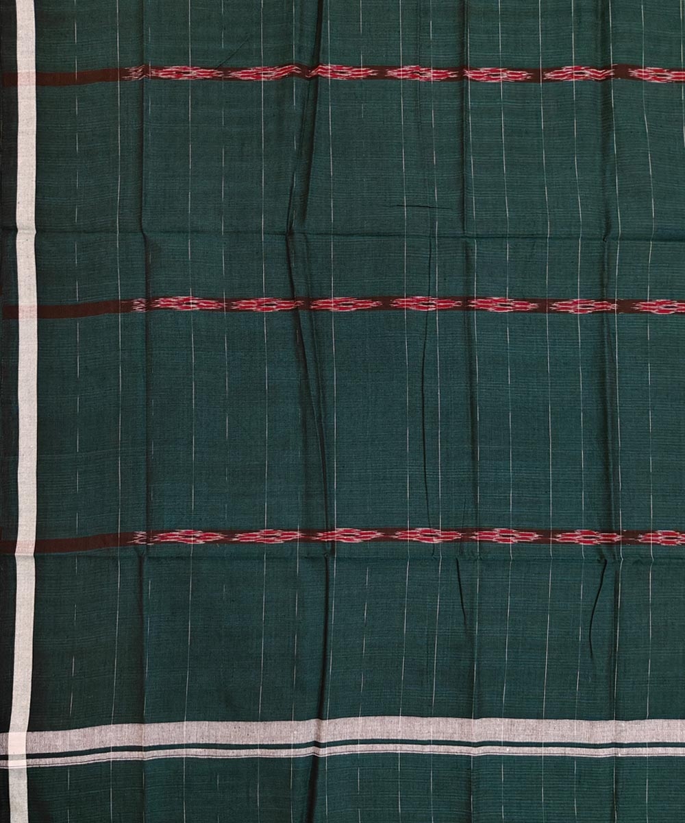 Dark Green Sambalpuri Handwoven Cotton Lugi Image 4