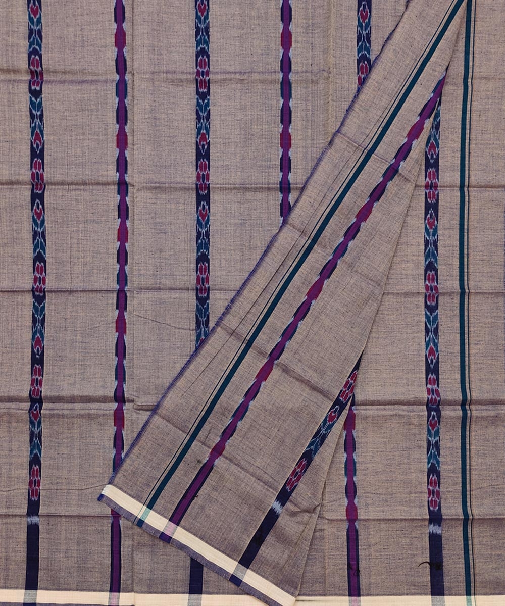 Gray Sambalpuri Handwoven Cotton Lugi Image 2