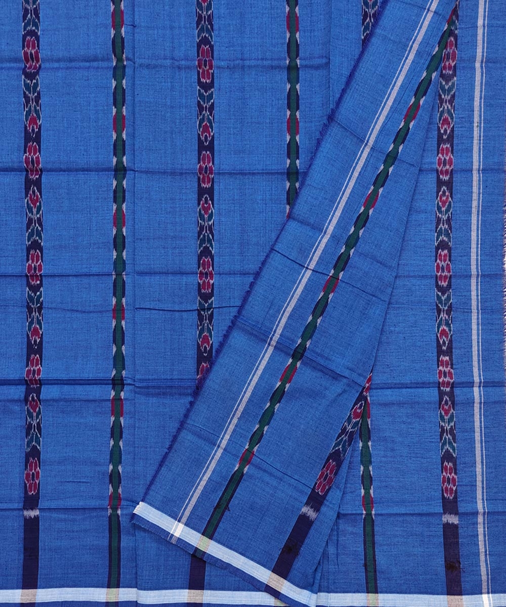 Blue Sambalpuri Handwoven Cotton Lugi Image 2