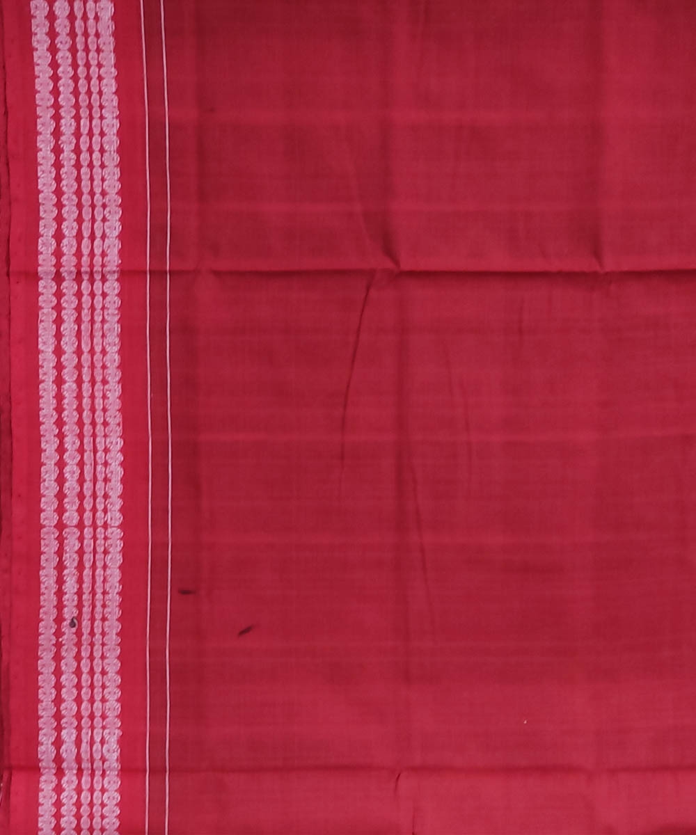 Cofee Red Sambalpuri Handwoven Single Ikat Cotton Saree Image 4