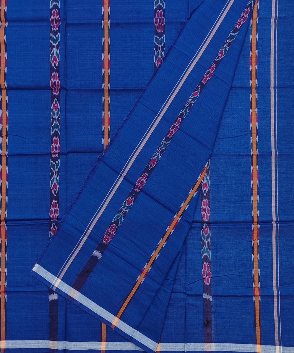 Blue Sambalpuri Handwoven Cotton Lugi Image 2