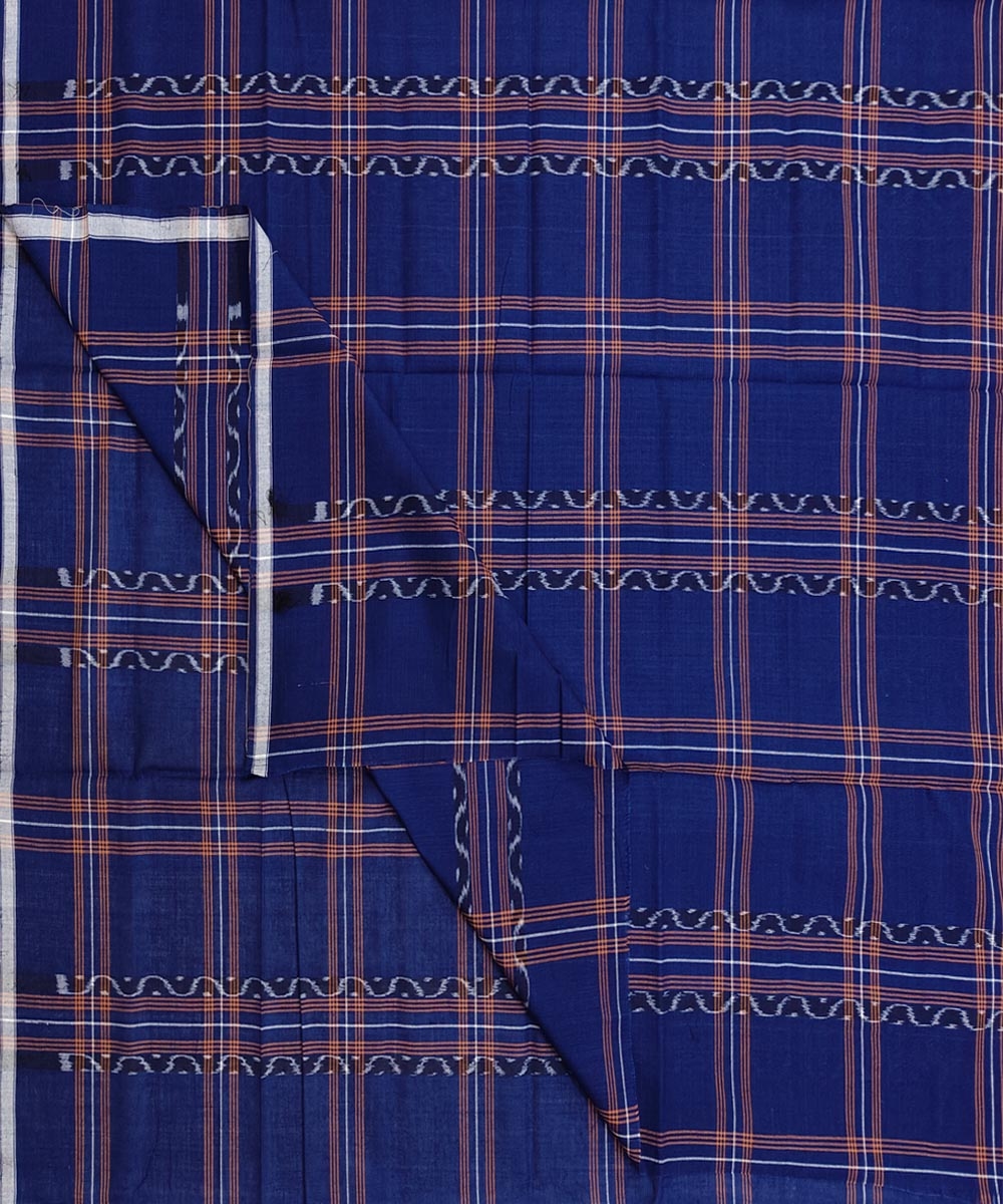 Blue Sambalpuri Handwoven Cotton Lugi Image 1