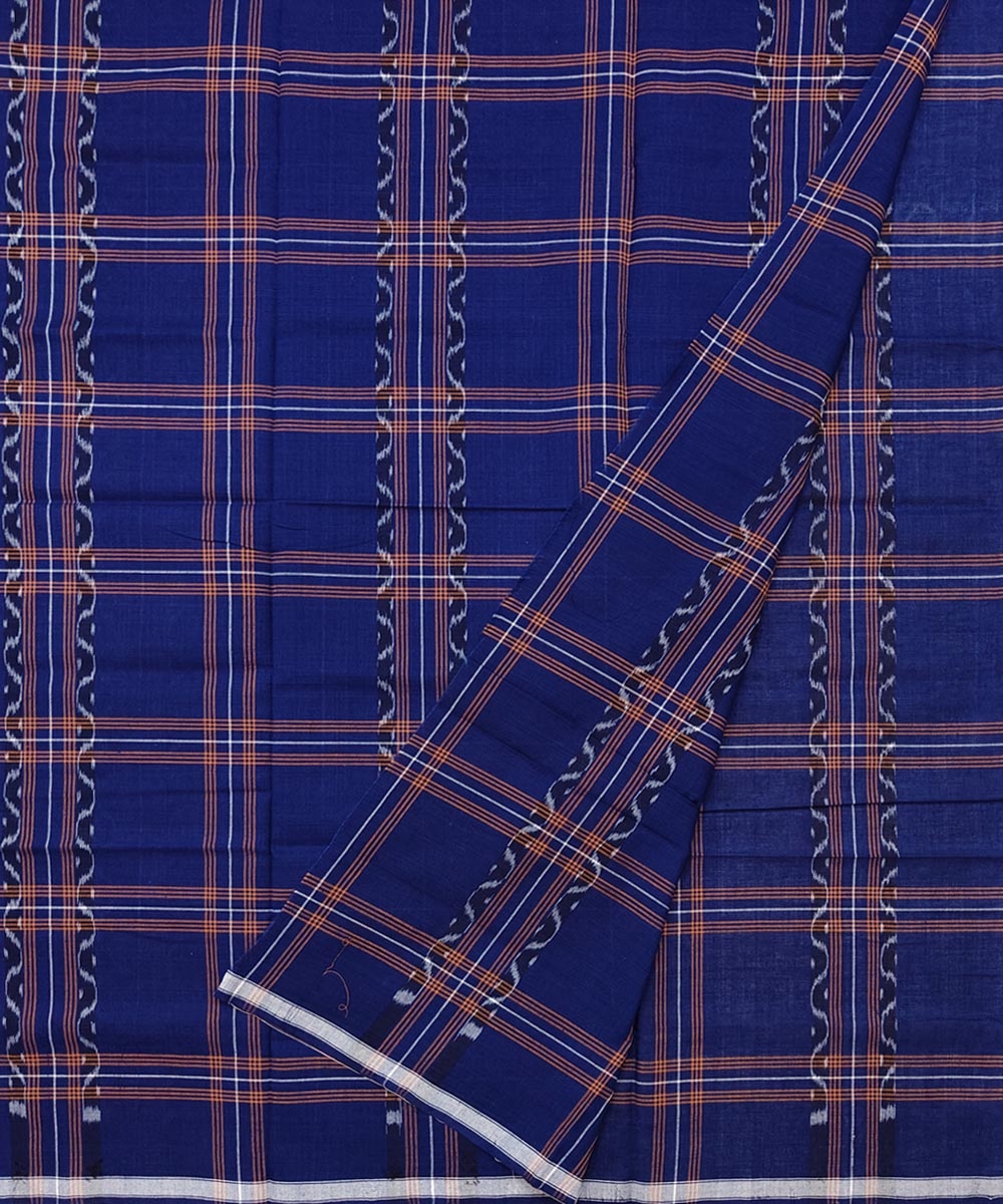 Blue Sambalpuri Handwoven Cotton Lugi Image 2