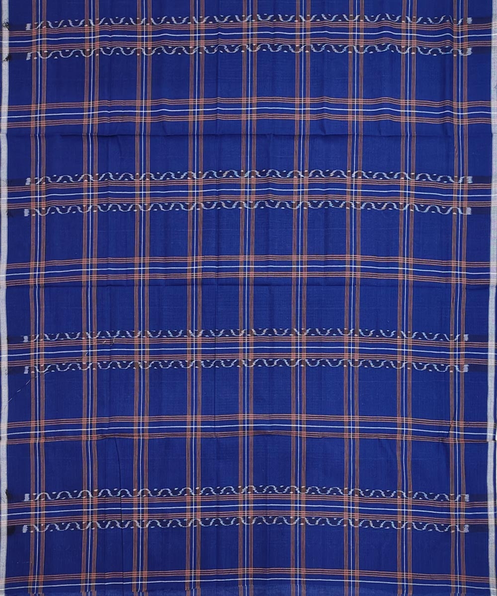 Blue Sambalpuri Handwoven Cotton Lugi Image 3