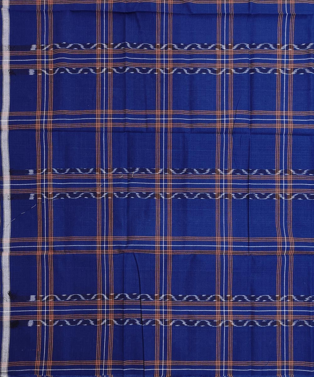 Blue Sambalpuri Handwoven Cotton Lugi Image 4