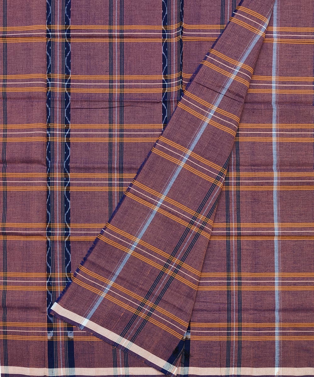 Brown Sambalpuri Handwoven Cotton Lugi Image 2