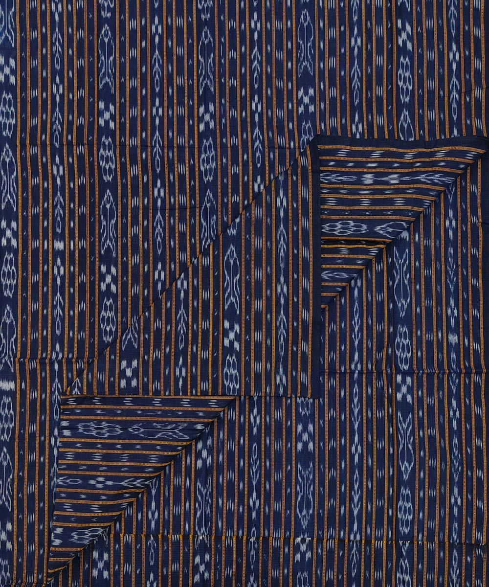 Blue Sambalpuri Handwoven Single Ikat Shirting Materials Image 2