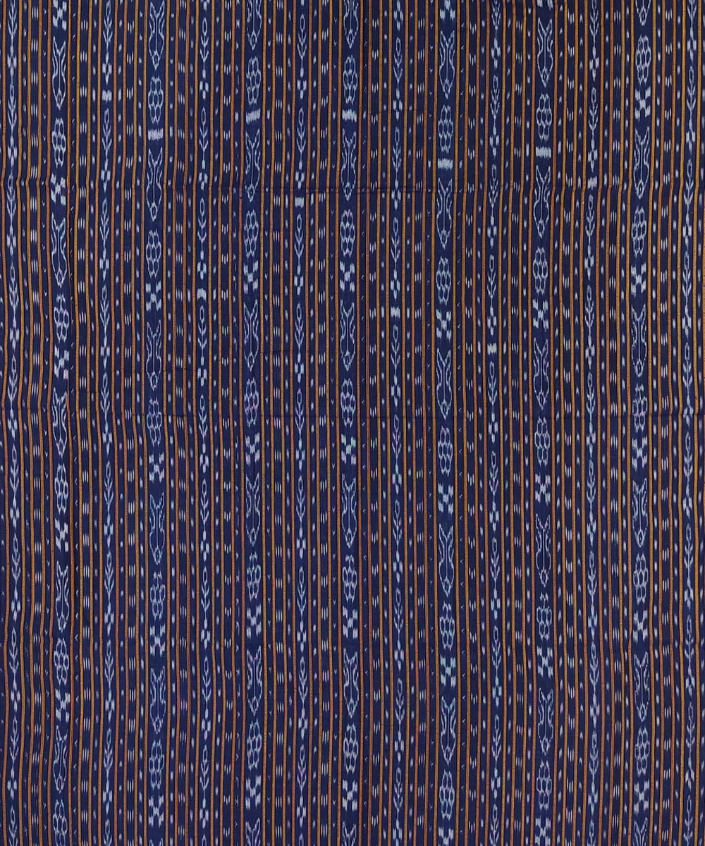 Blue Sambalpuri Handwoven Single Ikat Shirting Materials Image 3