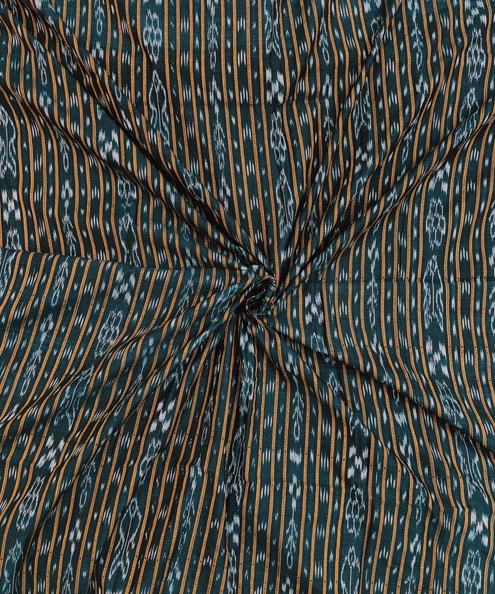 Dark Green Sambalpuri Handwoven Single Ikat Shirting Materials Image 1