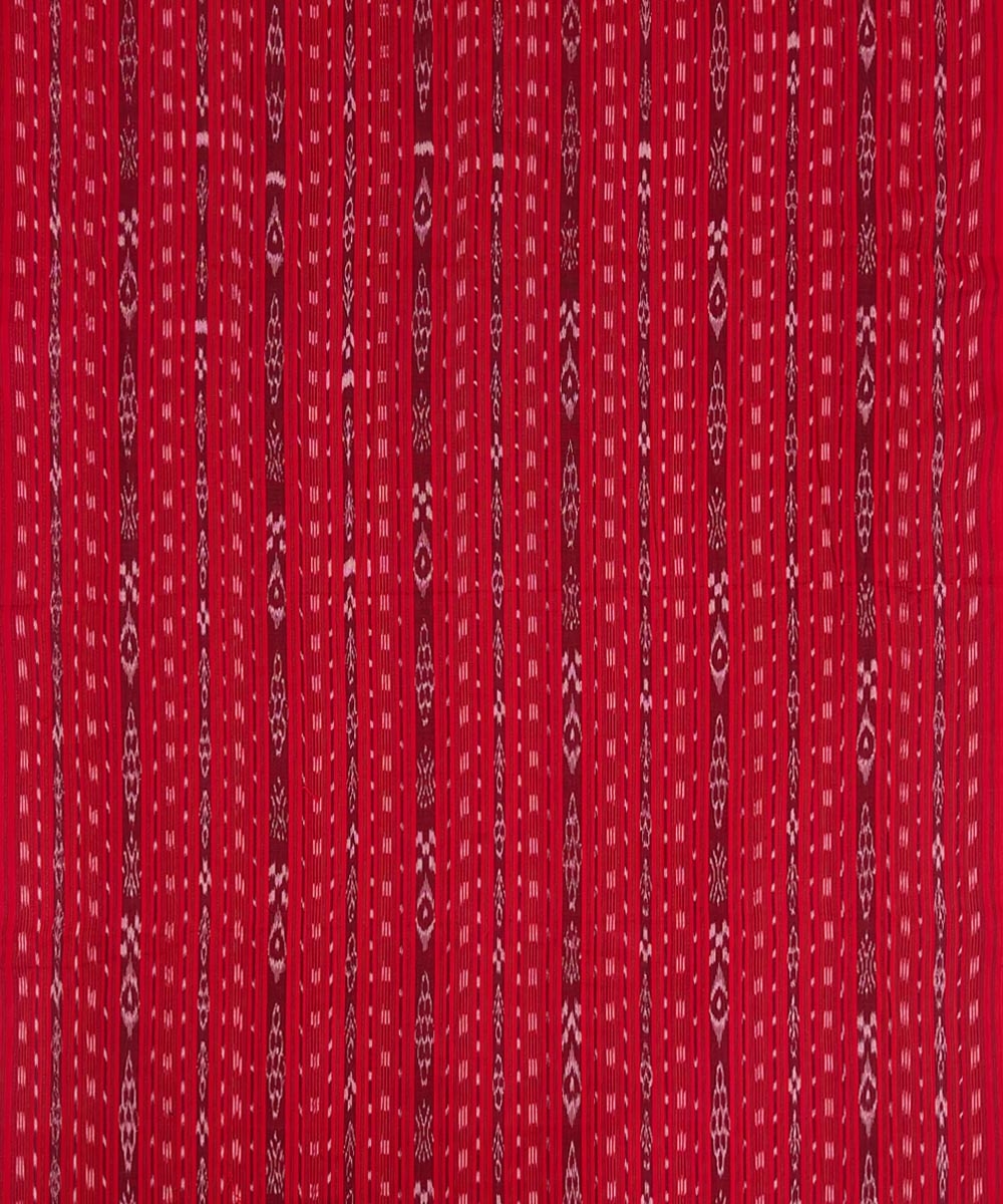 Red Sambalpuri Handwoven Single Ikat Shirting Materials Image 3