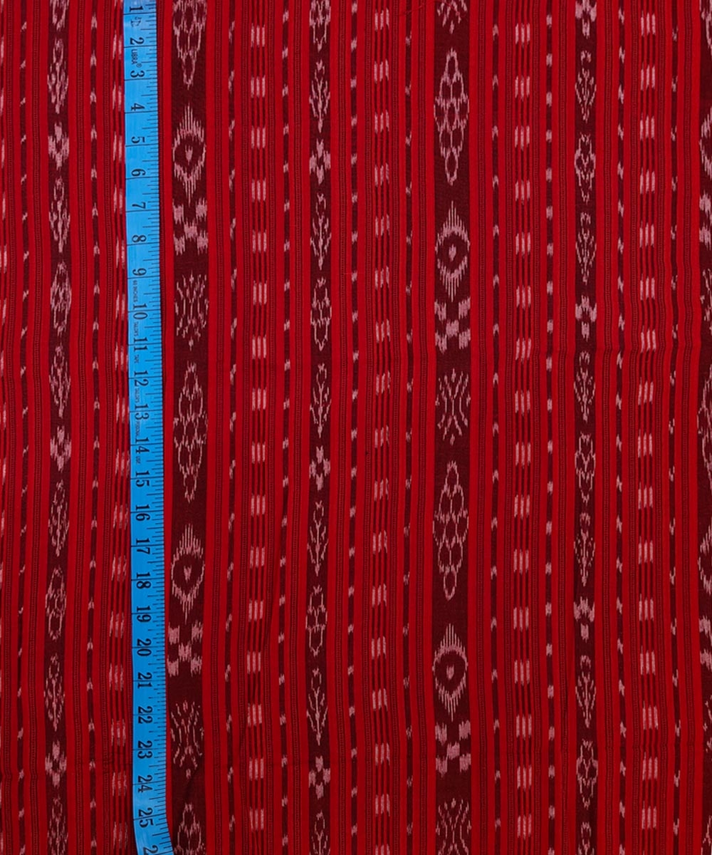 Red Sambalpuri Handwoven Single Ikat Shirting Materials Image 4