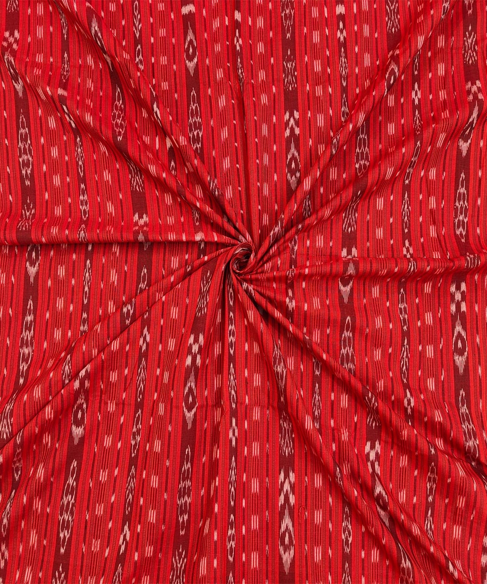 Red Sambalpuri Handwoven Single Ikat Shirting Materials Image 1