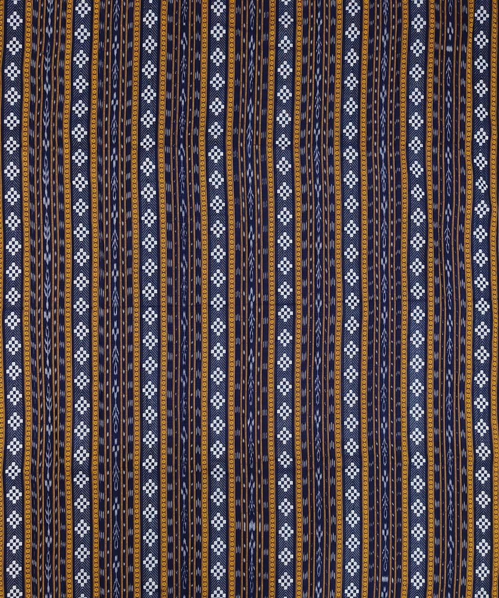 Blue Sambalpuri Handwoven Single Ikat Shirting Materials Image 3