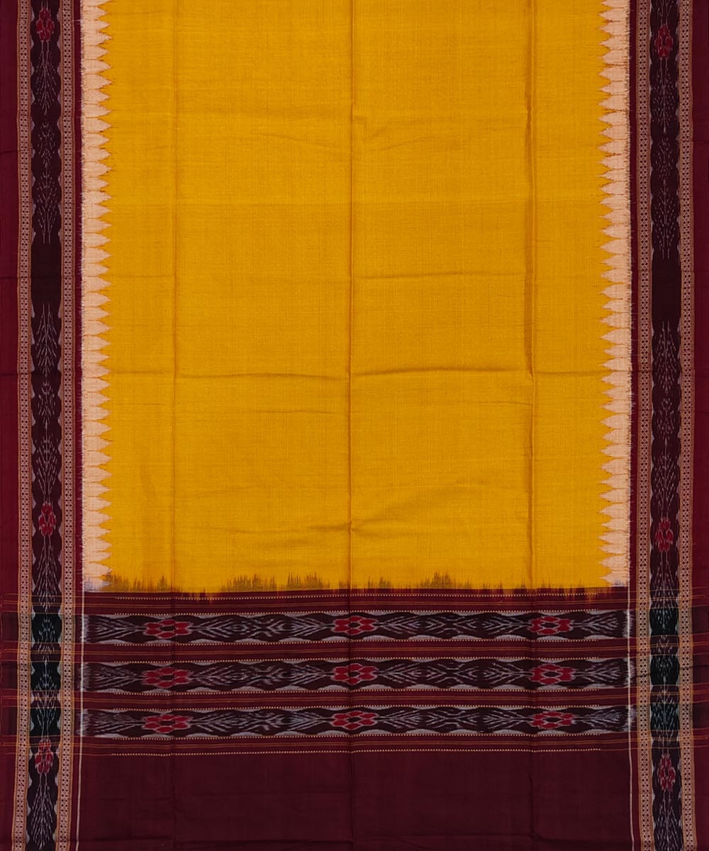 Maroon Yellow Sambalpuri Handwoven Single Ikat Suit Set Image 4