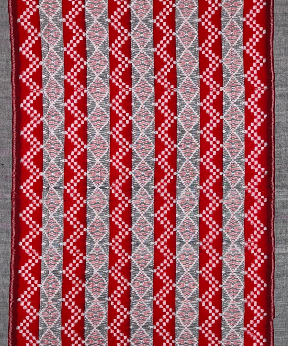 Red Sambalpuri Handwoven Single Ikat Suit Set Image 3