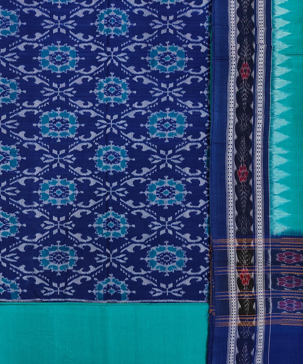 Blue Green Sambalpuri Handwoven Single Ikat Suit Set Image 2