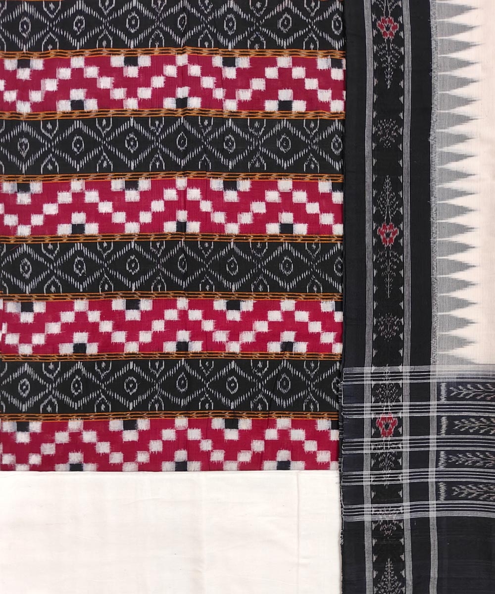 Black White Sambalpuri Handwoven Single Ikat Suit Set Image 2