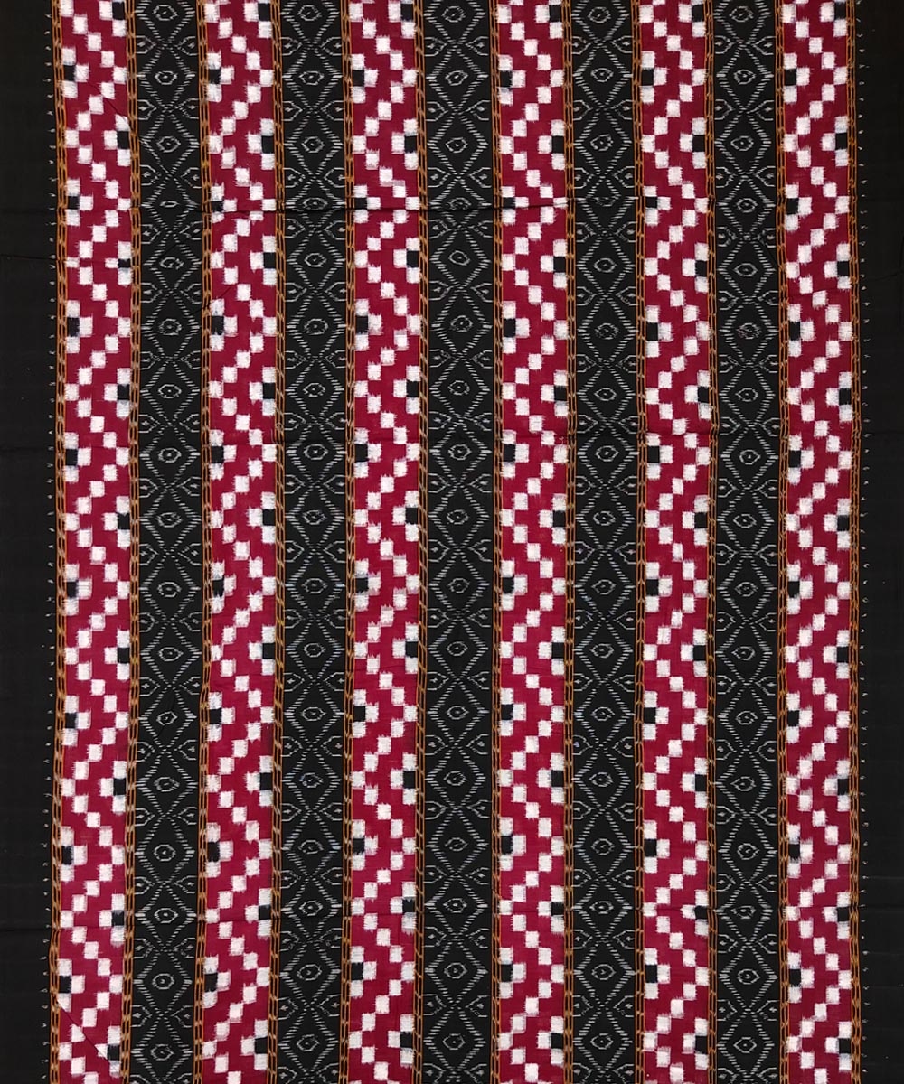 Black White Sambalpuri Handwoven Single Ikat Suit Set Image 3