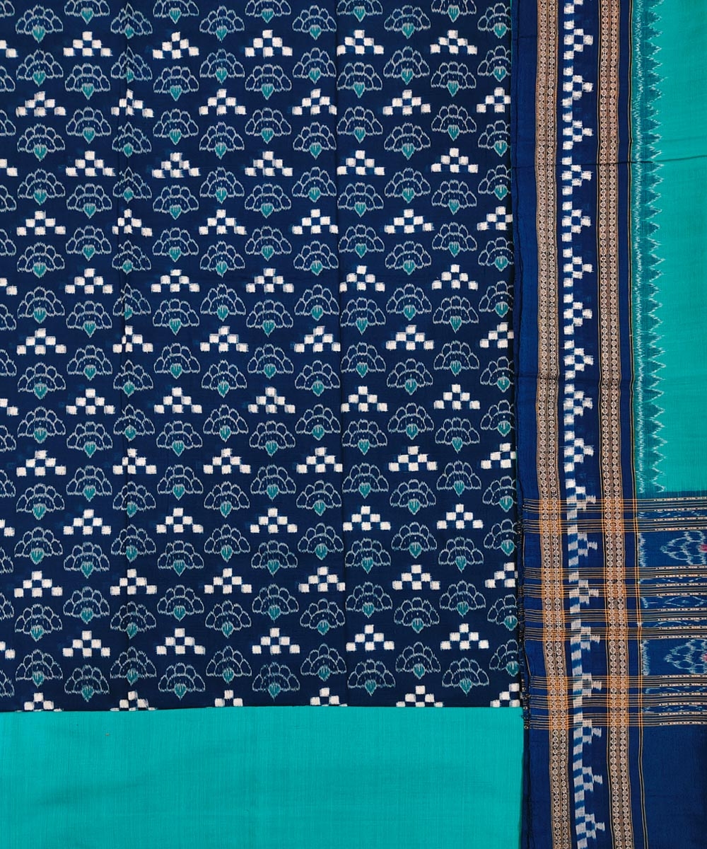 Blue Green Sambalpuri Handwoven Single Ikat Suit Set Image 2