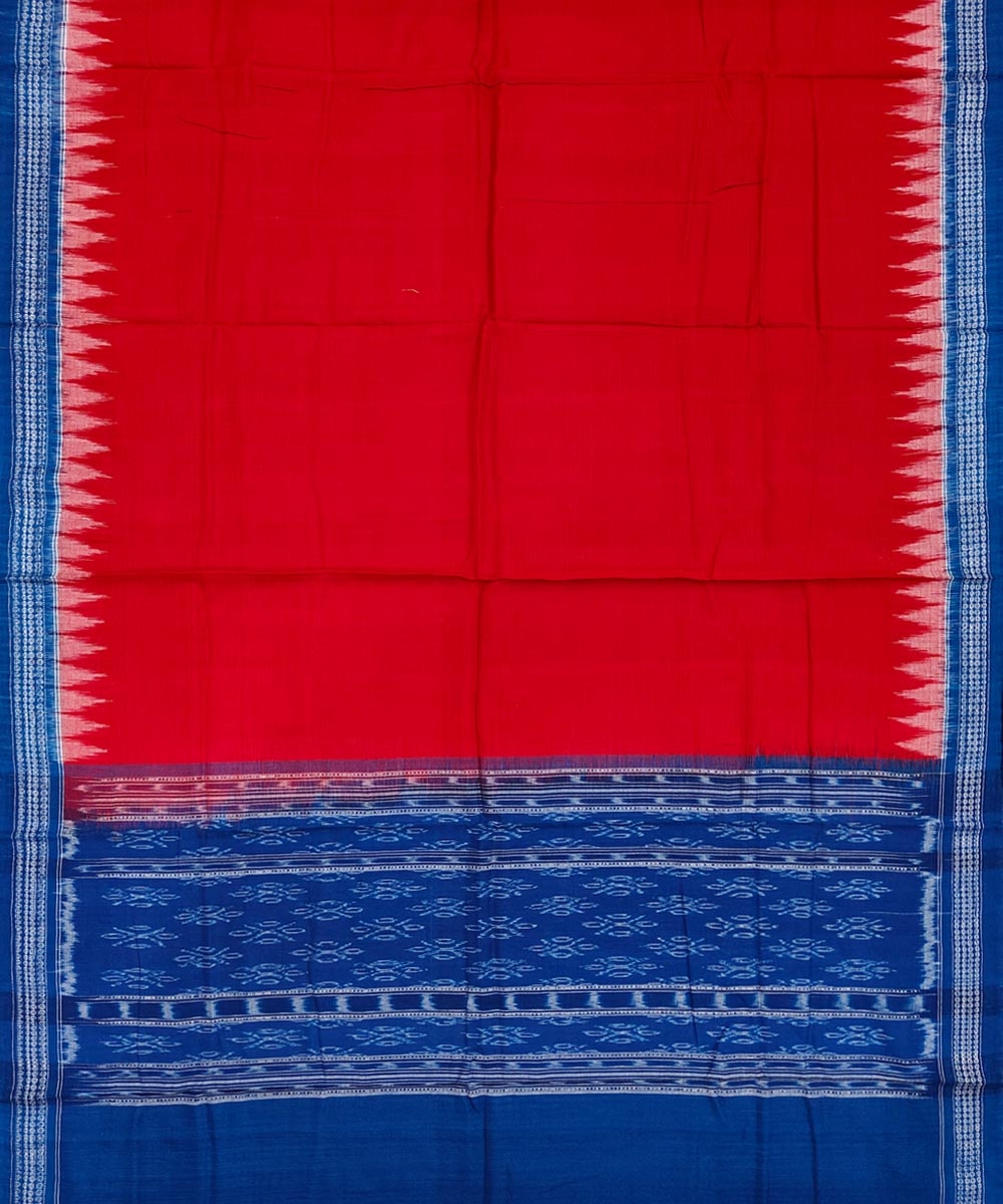 Blue Red Sambalpuri Handwoven Single Ikat Suit Set Image 4