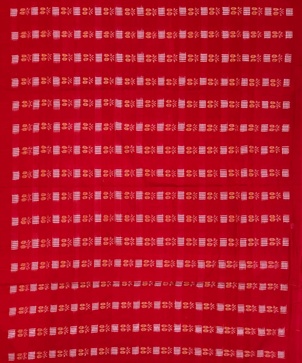 Red White Sambalpuri Handwoven Single Ikat Suit Set Image 3