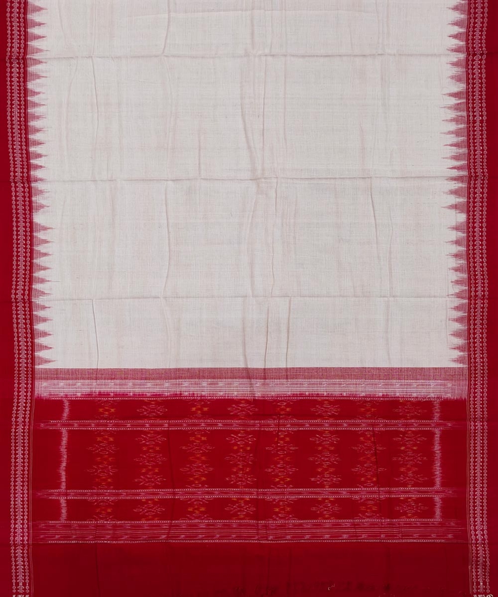 Red White Sambalpuri Handwoven Single Ikat Suit Set Image 4