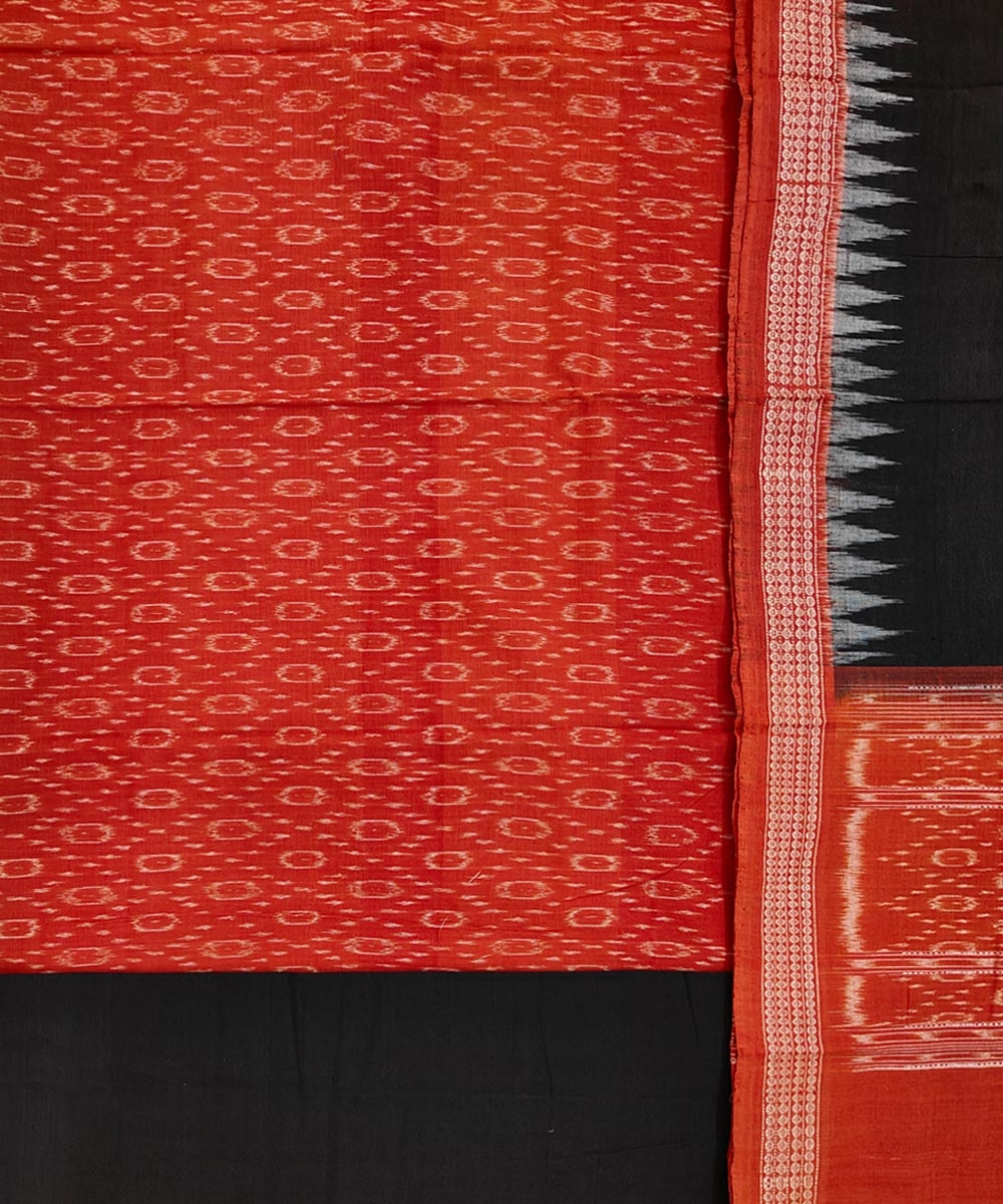 Rust Black Sambalpuri Handwoven Single Ikat Suit Set Image 2