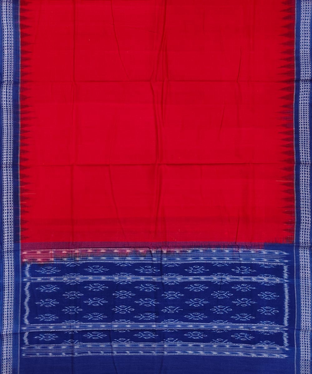 Blue Red Sambalpuri Handwoven Single Ikat Suit Set Image 4