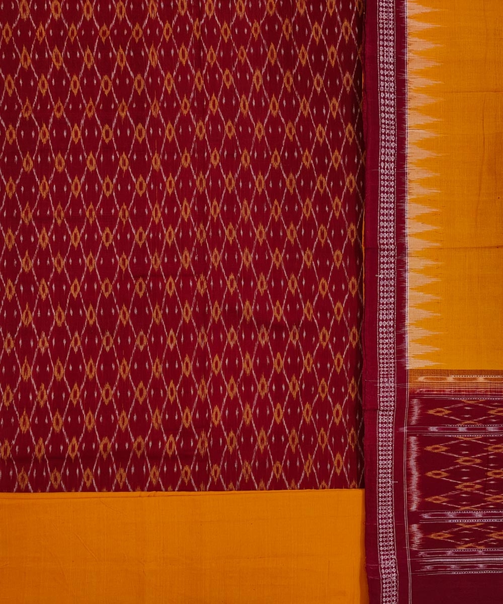 Maroon Yellow Sambalpuri Handwoven Single Ikat Suit Set Image 2