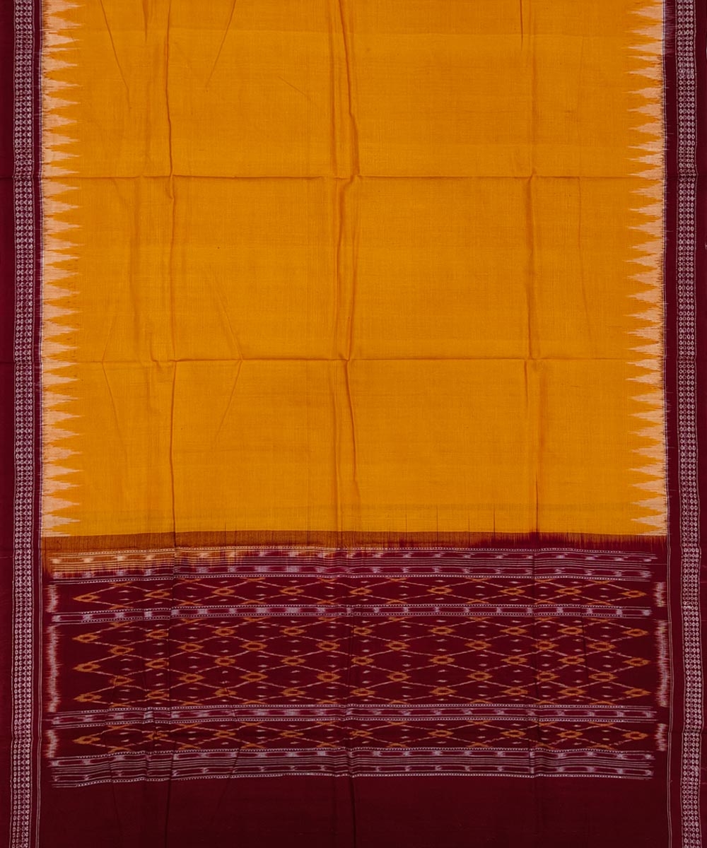 Maroon Yellow Sambalpuri Handwoven Single Ikat Suit Set Image 4