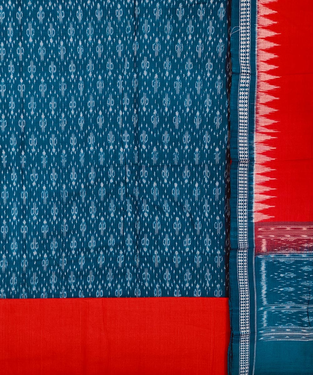 Green Red Sambalpuri Handwoven Single Ikat Suit Set Image 2