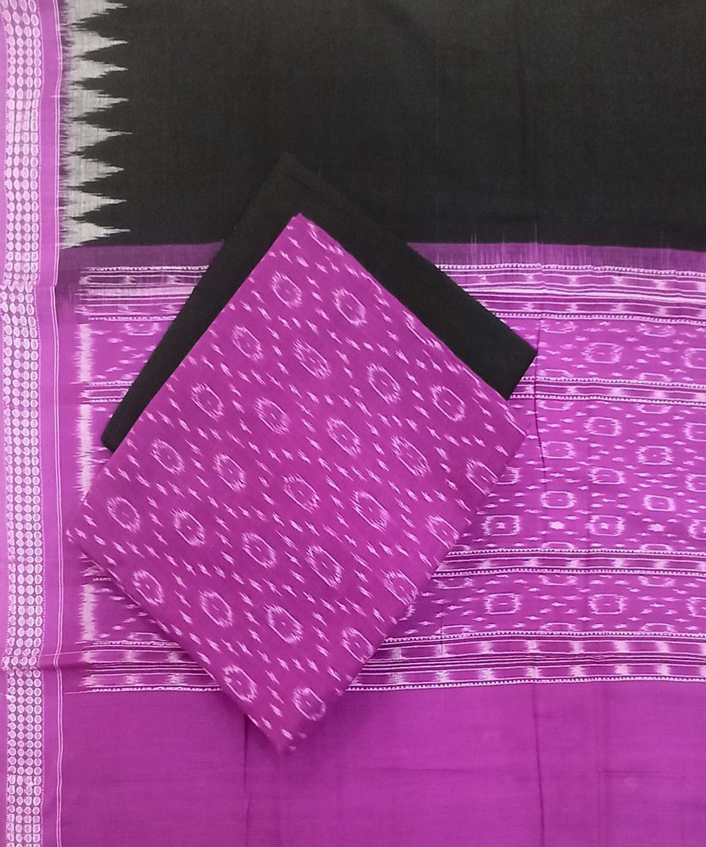 Purple Black Sambalpuri Handwoven Single Ikat Suit Set Image 1