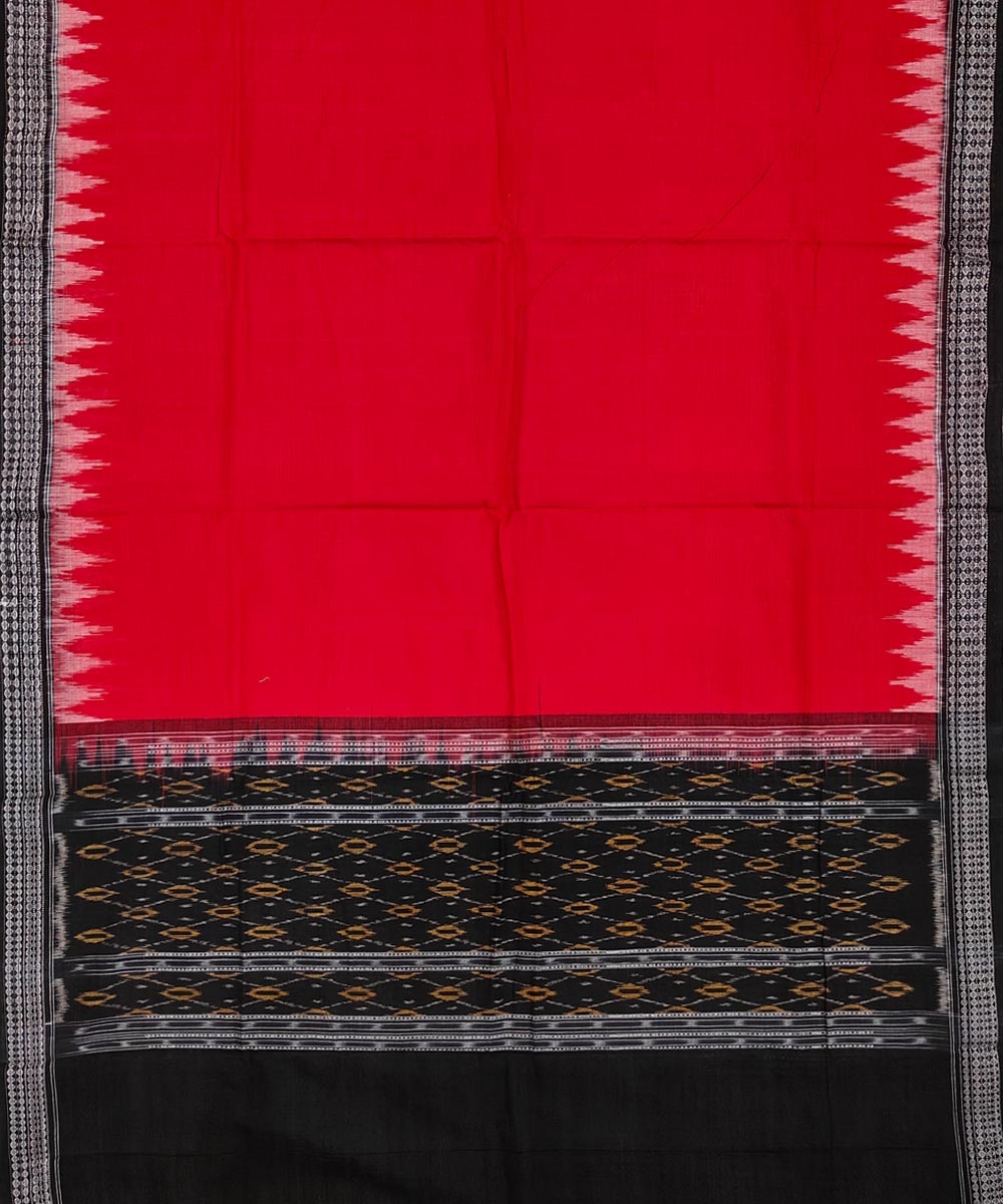 Black Red Sambalpuri Handwoven Single Ikat Suit Set Image 4