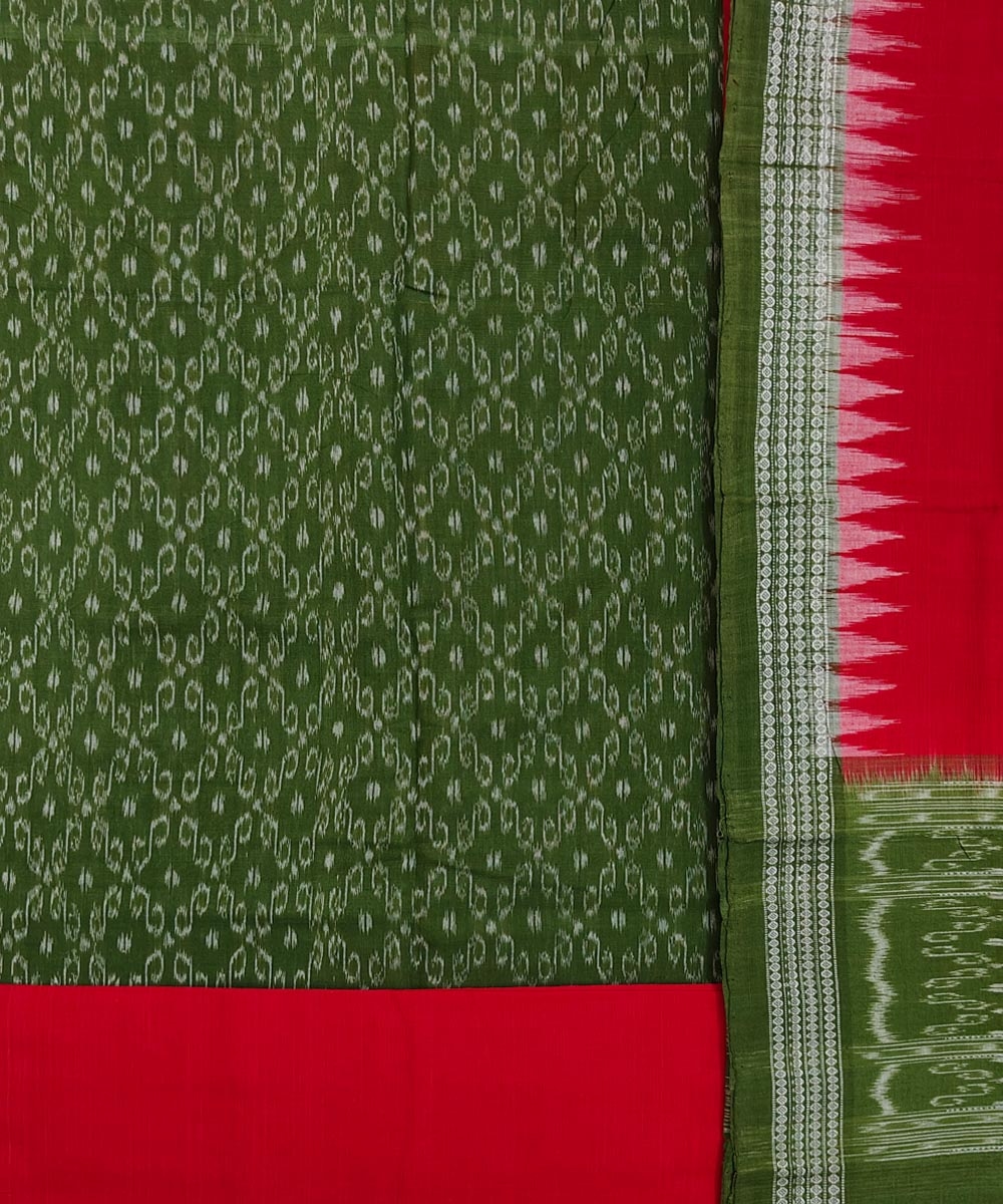 Olive Maroon Sambalpuri Handwoven Single Ikat Suit Set Image 2